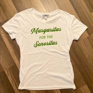 White and Green Fitted Short Sleeve Margaritas For The Senoritas Tee
